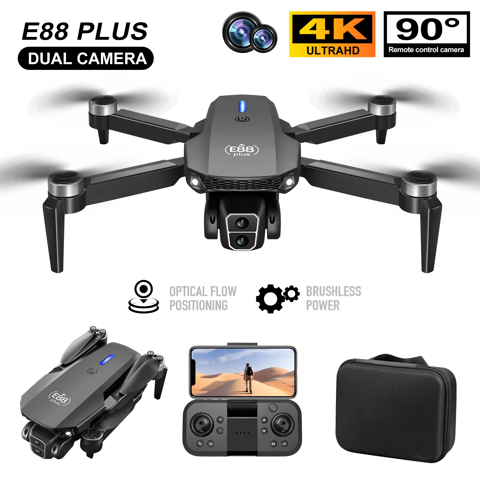 Nuevo Dron cuadricóptero E88 P - Rc Drone E88 reseña y precio