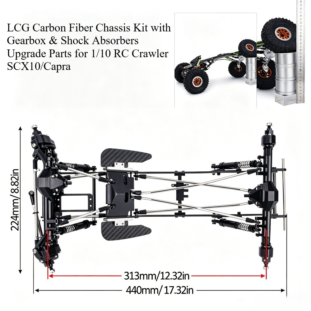 Chasis de Fibra de Carbono LCG - Rc Rock Crawler reseña y precio